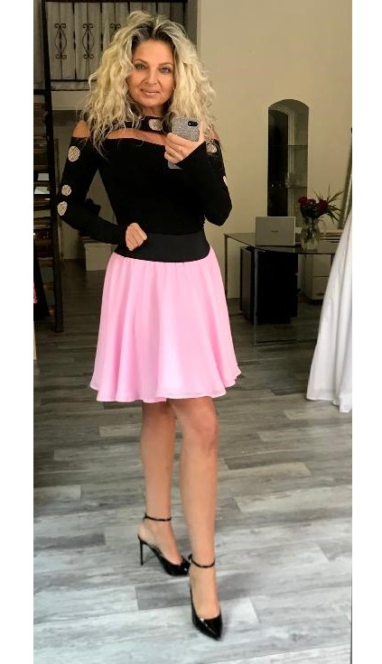 SUKNĚ KRÁTKÁ RŮŽOVÁ ŠIFONOVÁ BOROS SK-S-PIN 02